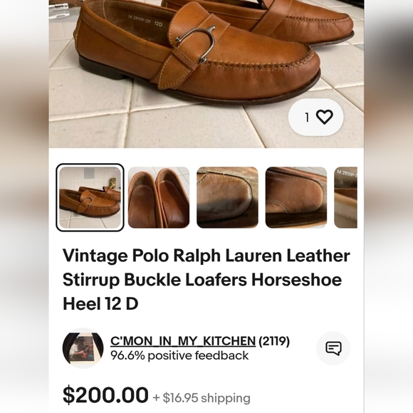 Polo Ralph Lauren Full Leather Upper Strap and Brass Buckle Loafers - Picture 4 of 6